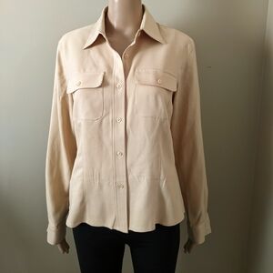 Lauren Ralph Lauren 100% Silk Button Down Shirt Blouse, Women's 6
